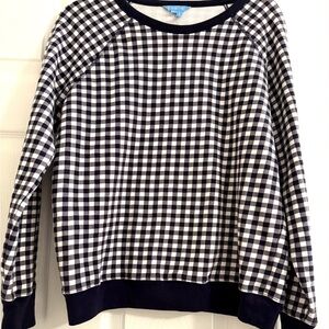 Draper James Natalie G Long‎ Sleeve Sweatshirt Navy Blue White Womens Medium